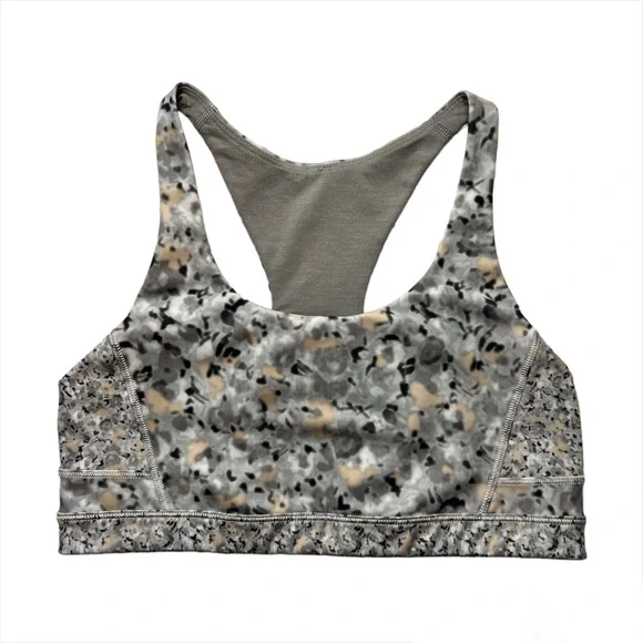 Sold- LULULEMON Top Speed Fleur Silver Spoon Sports Bra - Picture 5 of 8